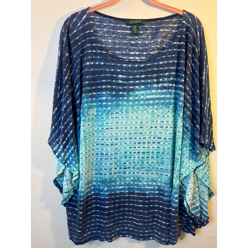 Lauren Ralph Lauren Blue Ombré Linn Top 1X Beach Resort